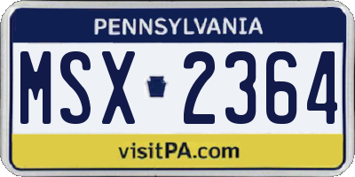 PA license plate MSX2364