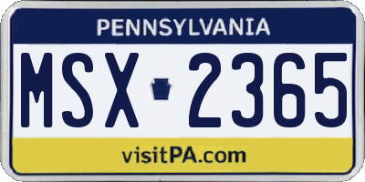 PA license plate MSX2365