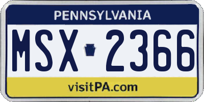 PA license plate MSX2366