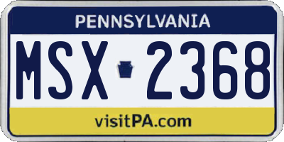 PA license plate MSX2368