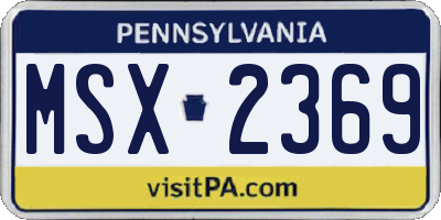 PA license plate MSX2369