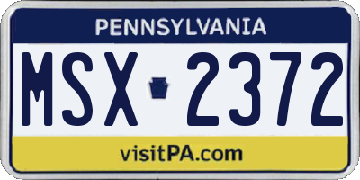 PA license plate MSX2372