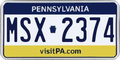 PA license plate MSX2374