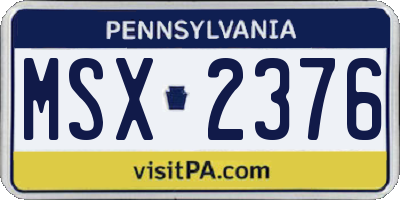 PA license plate MSX2376