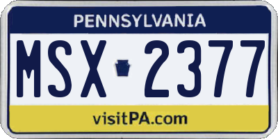 PA license plate MSX2377