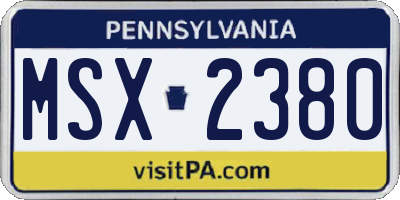 PA license plate MSX2380