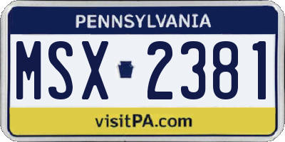 PA license plate MSX2381