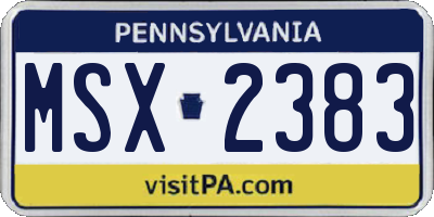 PA license plate MSX2383