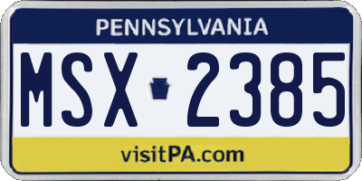 PA license plate MSX2385