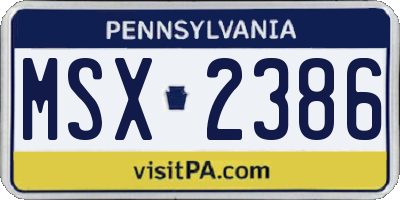 PA license plate MSX2386