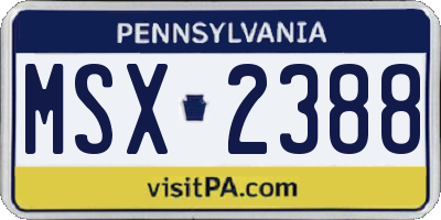 PA license plate MSX2388