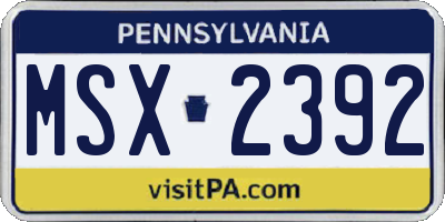 PA license plate MSX2392