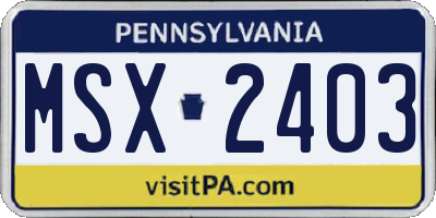 PA license plate MSX2403