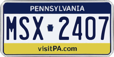 PA license plate MSX2407
