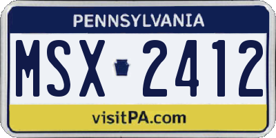 PA license plate MSX2412