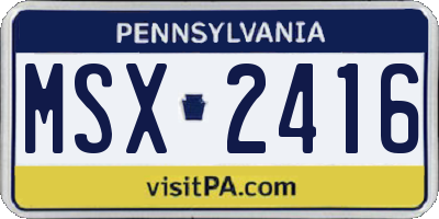 PA license plate MSX2416