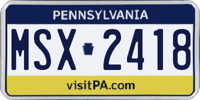 PA license plate MSX2418