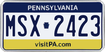 PA license plate MSX2423