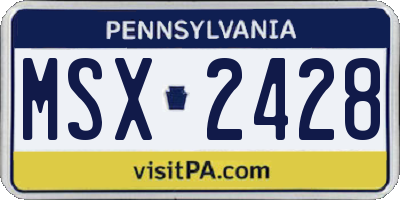 PA license plate MSX2428