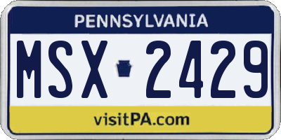 PA license plate MSX2429