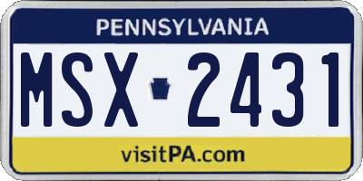 PA license plate MSX2431