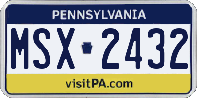 PA license plate MSX2432