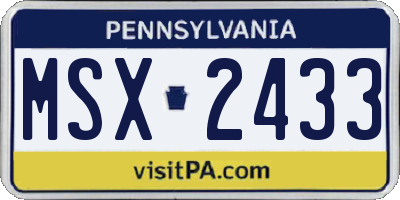 PA license plate MSX2433