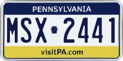 PA license plate MSX2441