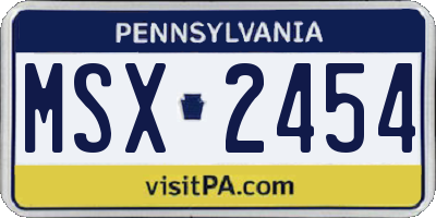PA license plate MSX2454