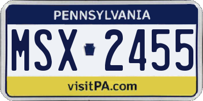 PA license plate MSX2455