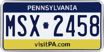 PA license plate MSX2458