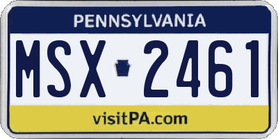 PA license plate MSX2461