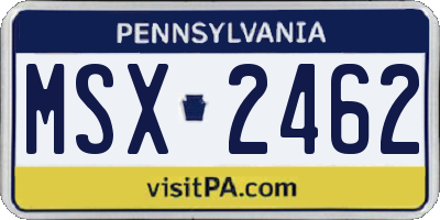 PA license plate MSX2462