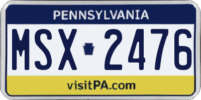 PA license plate MSX2476