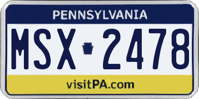 PA license plate MSX2478