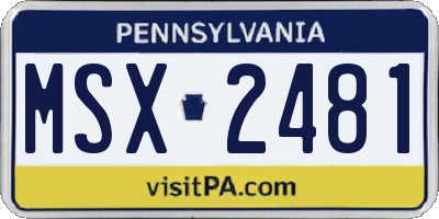 PA license plate MSX2481