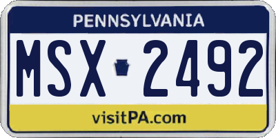 PA license plate MSX2492