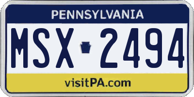 PA license plate MSX2494