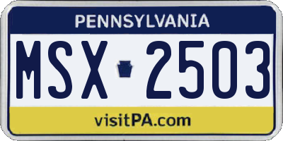 PA license plate MSX2503