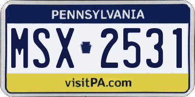 PA license plate MSX2531