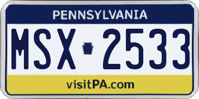 PA license plate MSX2533