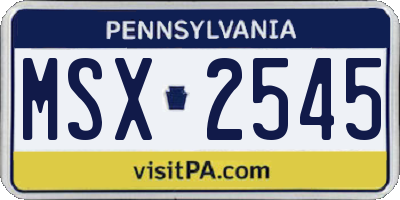 PA license plate MSX2545