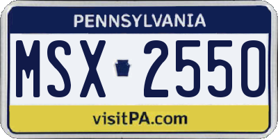 PA license plate MSX2550