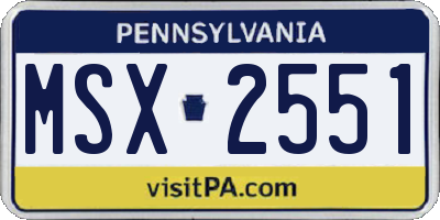 PA license plate MSX2551