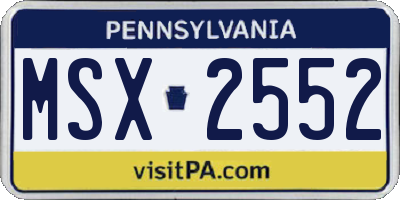 PA license plate MSX2552