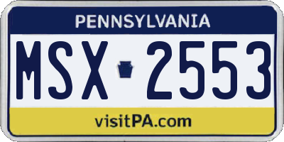 PA license plate MSX2553