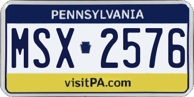 PA license plate MSX2576