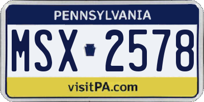PA license plate MSX2578
