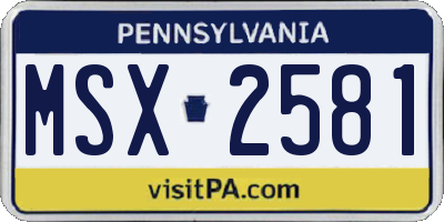 PA license plate MSX2581