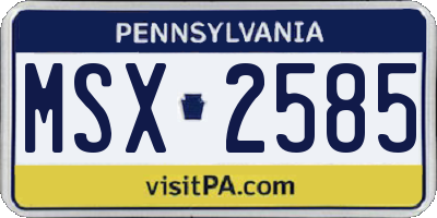 PA license plate MSX2585